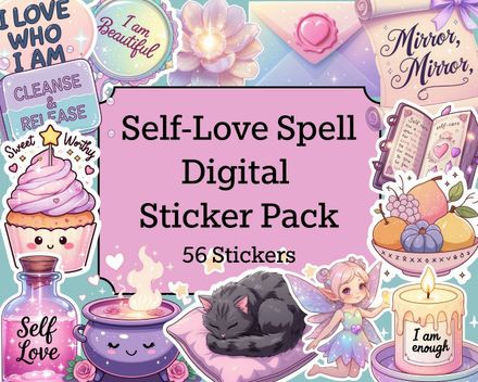 Self Love Digital Stickers Pastel Celestial Witchy Planner Stickers