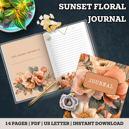 Sunset Floral Printable Journal