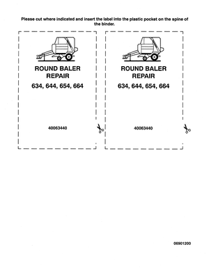 New Holland 634, 644, 654, 664 Round Baler Repair Manual 40063440 English
