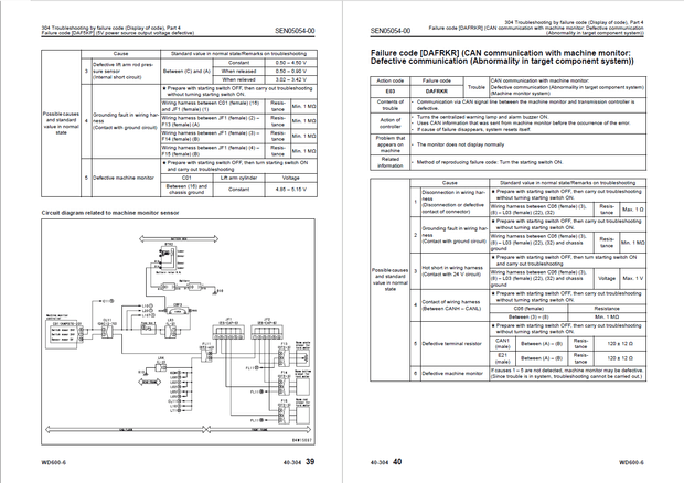 Komatsu Shop Manual WD600-6 55001 and up Wheel Dozer SEN04979-06 English