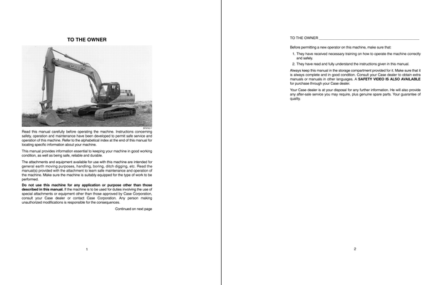 CASE Construction 9045B Excavator Operator&#x27;s Manual 6-1250NA English