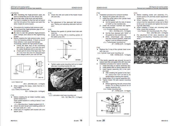 Komatsu Shop Manual WA150-6 80001 and up Wheel Loader SEN04884-01 English