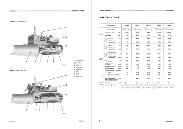 Komatsu Shop Manual D60A-6, D60P-6, D60PL-6, D65A-6, D65P-6 Crawler Bulldozer SEBM0144B01 English
