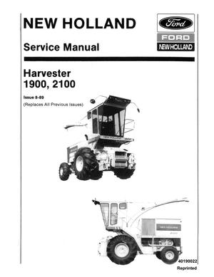 Ford New Holland 1900, 2100 Harvester Service Manual 40190022 English