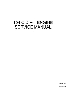 Ford Power Products 104 CID V-4 Industrial Engine Service Manual 40540300 English