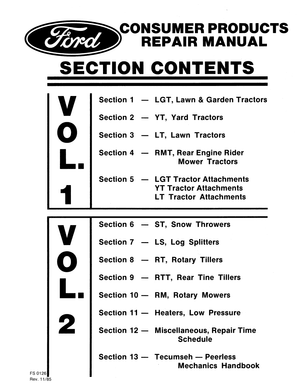 Ford Consumer Products (LGT, YT, LT, RMT, Attachments) Repair Manual Vol.1 + Vol.2 40641002 English
