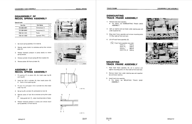 Komatsu Shop Manual D31A-17, D31E-17, D31P-17, D31PL-17, D31P-17A, D31P-17B Bulldozer SEBM0114C04 EN