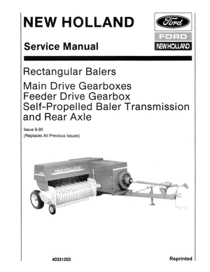 New Holland Main&amp;Feeder Drive Gearbox Self-Propelled Baler Transmission&amp;Axle Service Manual 40331203