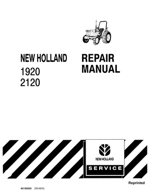Ford New Holland 1920, 2120 Tractor Repair Manual 40192020 English