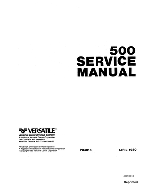 Versatile 500 1977-1979 4WD Tractor Service Manual 40050010 English