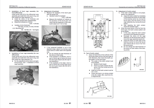 Komatsu Shop Manual WA150-6 80001 and up Wheel Loader SEN04884-01 English