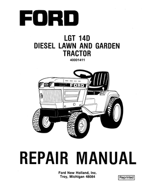 Ford LGT 14D Diesel Lawn and Garden Tractor Repair Manual 40001411 (SE4570) English