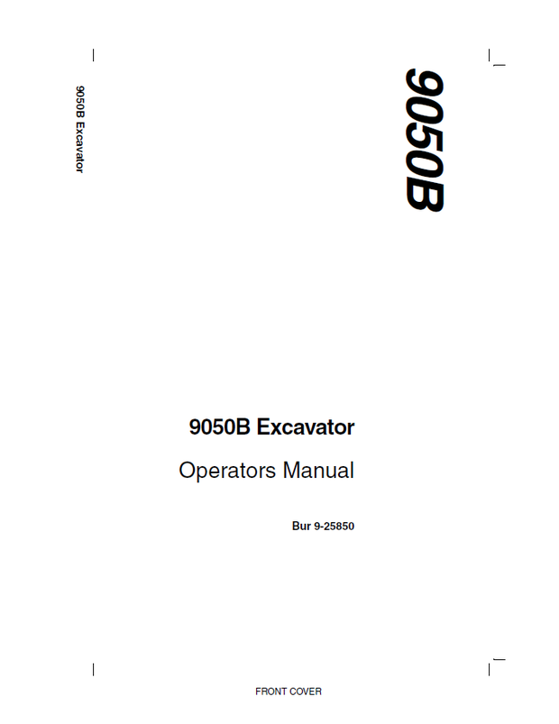 CASE Construction 9050B Crawler Excavator Operators Manual 9-25850 English