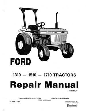 Ford 1310, 1510, 1710 10 Series Tractor Repair Manual 40131020 (SE4301) English