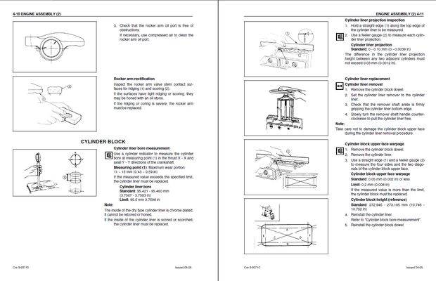 Isuzu 4JG1 Diesel Engine for CASE Construction CX75SR &amp; CX80 Service Manual 9-93710NA English