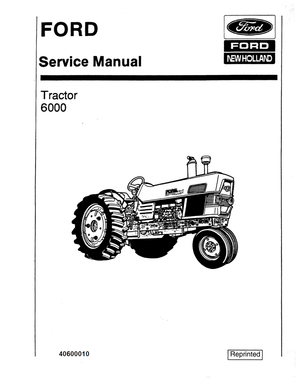 Ford New Holland Series 6000 Tractor Service Manual 40600010 English