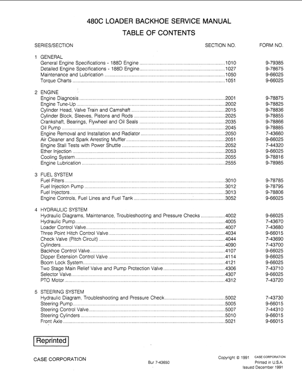 CASE Construction 480C Construction King Loader Backho