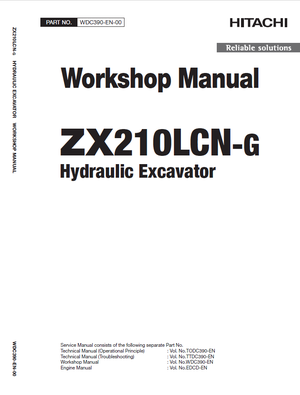 Hitachi ZAXIS210LCN-G, ZX210LCN-G Hydraulic Excavator Workshop Manual WDC390-EN-00