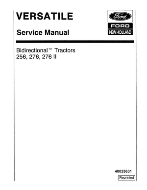 Versatile 256, 276, 276 II Bidirectional Tractor Service Manual 40025631 English