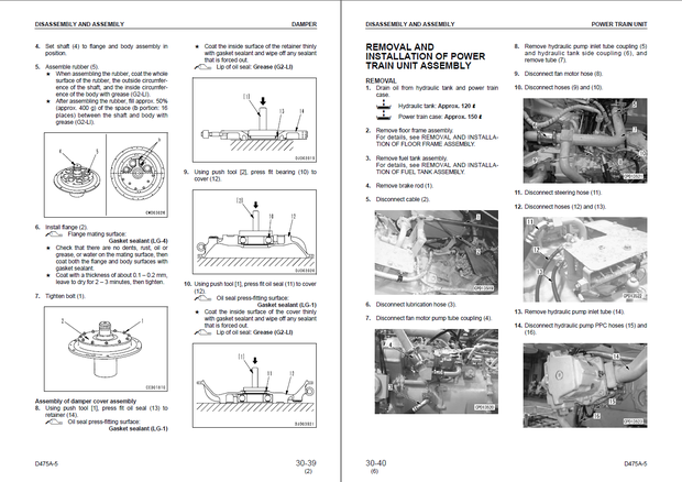 Komatsu Shop Manual D475A-5 20001 and up Crawler Bulldozer SEBM033710 English