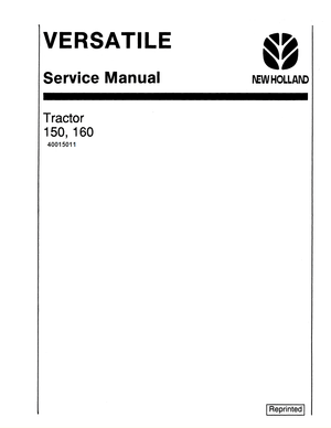 Versatile 150, 160 4WD Tractor Service Manual 40015011 English