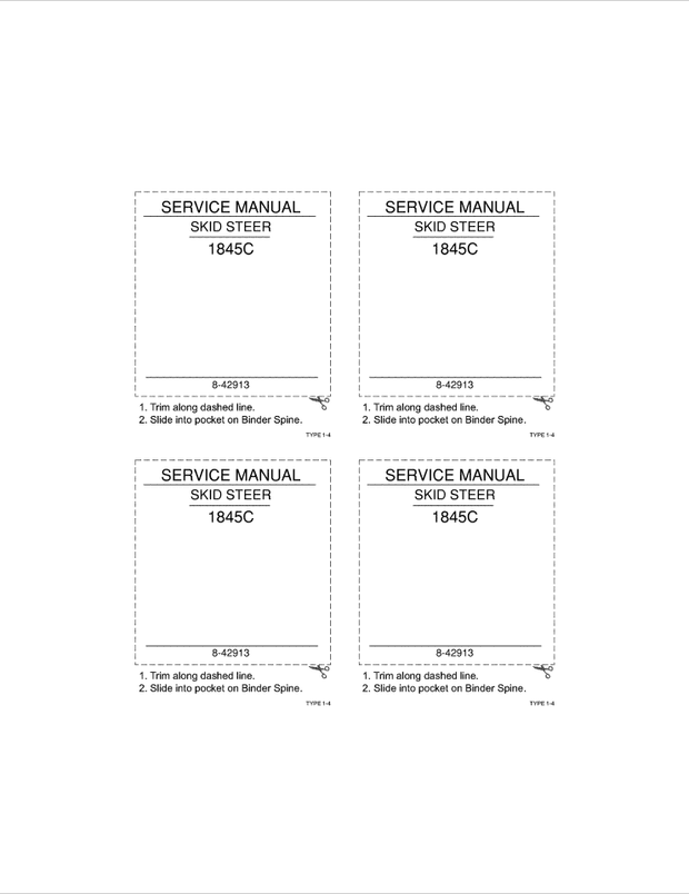 Case Construction 1845C Skid Steer Loader/Uni-Loader Service Manual 8-42913 English