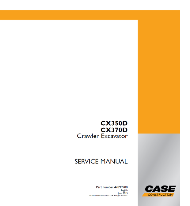 CASE CX350D, CX370D Tier 4 Final AMEA Market Crawler Excavator Service Manual 47899900 English