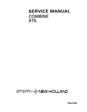 Sperry New Holland Clayson 975 Combine Workshop Manual Service Manual 40097510 English