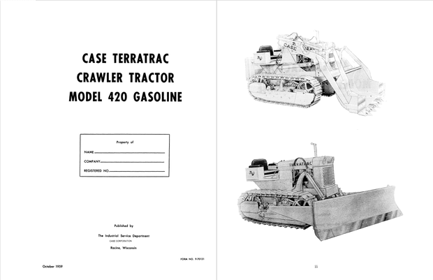 J.I Case 420, 420B, 420C Gasoline Crawler Tractor Service Manual 9-70121 English