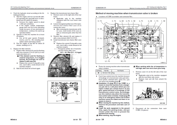 Komatsu Shop Manual WD600-6 55001 and up Wheel Dozer SEN04979-06 English
