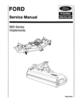 Ford 900, 906, 914, 918H, 918L, 930A, 951B, 953B, 954B 900 Series Implements Service Manual 40090090