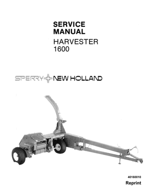 Sperry New Holland 1600 Forage Harvester Service Manual 40160010 English