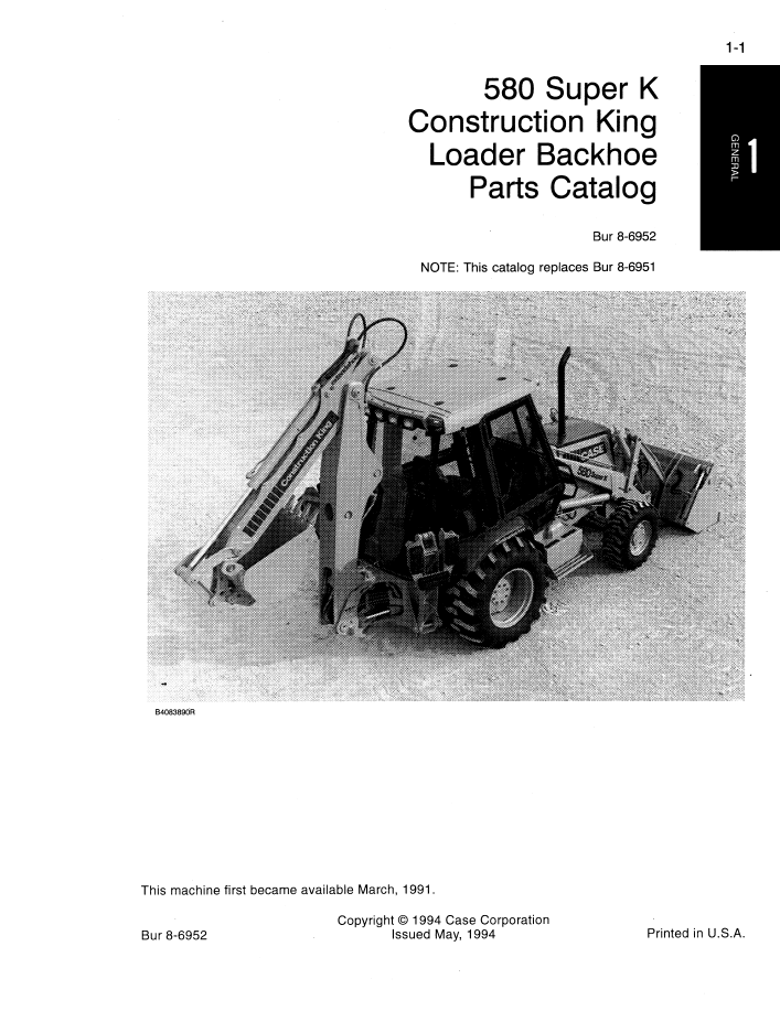 CASE Construction 580 Super K Construction King Loader Backhoe Parts