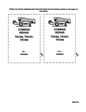 New Holland TR96, TR97, TR98 Combine Repair Manual 40009630 English