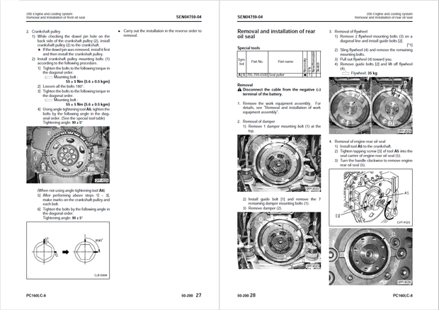Komatsu Shop Manual PC160LC-8 25001 and up Hydraulic Excavator SEN04566-10 English