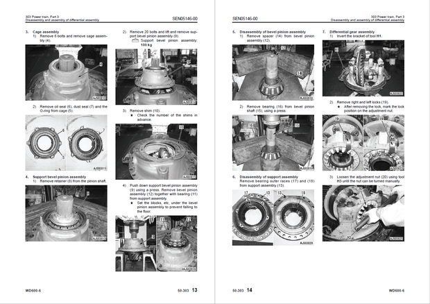 Komatsu Shop Manual WD600-6 55001 and up Wheel Dozer SEN04979-06 English
