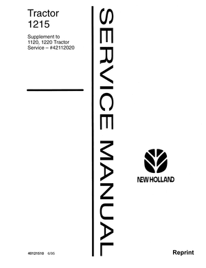 Ford New Holland 1215 Compact Tractor Service Manual (Supplement to 1120, 1220 Tractor) 40121510 EN