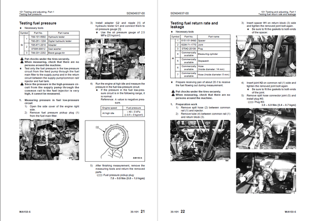 Komatsu Shop Manual WA150-6 80001 and up Wheel Loader SEN04884-01 English
