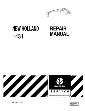 New Holland 1431 Discbine Pivot Tongue Mower-Conditioner Repair Manual 40143110 English