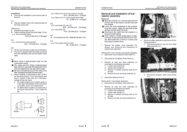 Komatsu Shop Manual WA150-6 80001 and up Wheel Loader SEN04884-01 English