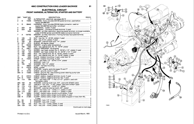 CASE Construction 480C Construction King Loader Backhoe Parts Catalog C1295 English