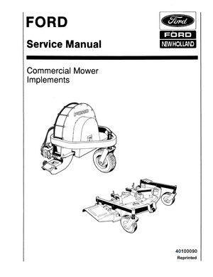 Ford New Holland FM72 52" Snowblower 60" Sweeper Commercial Mower Implements Service Manual 40100090
