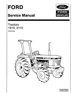 Ford New Holland 1910, 2110 Tractor Service Manual 40191020 (SE4370) English