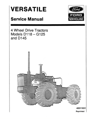 Versatile D118, D145, G125 4 Wheel Drive Tractors Service Manual 40011831 English