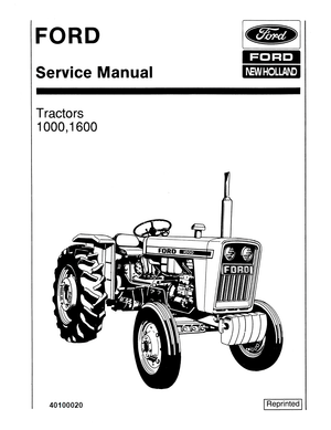 Ford New Holland 1000, 1600 Series Tractor Service Manual 40100020 (SE3414) English