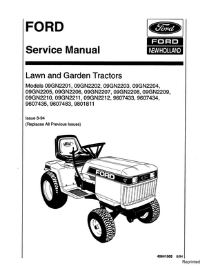 Ford LGT 12, LGT 12H, LGT 14, LGT 14H, LGT 17, LGT 17H, LGT 18H Tractors Service Manual 40641005 EN