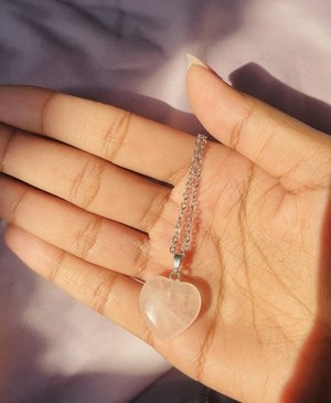 Rose Quartz Crystal Heart Necklace