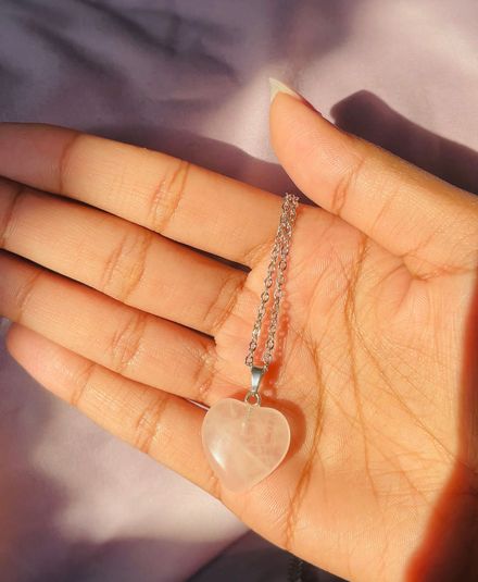 Rose Quartz Crystal Heart Necklace