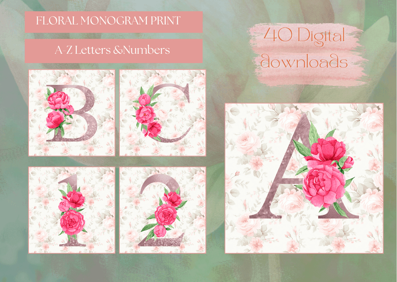 ✨ Letters &amp; Numbers Monogram Bundle  – A–Z + 0– (digital download)9