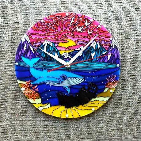 "Seabed" Stained-Glass Style Clock
